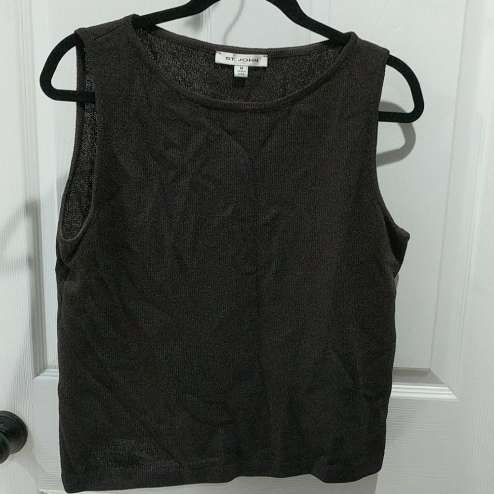 FREE St John Knit Brown Sleeveless Top Vintage